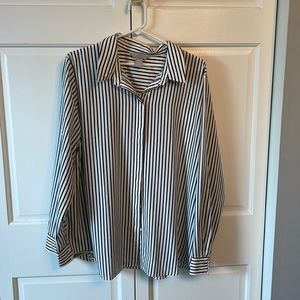 Navy and white striped dress shirt